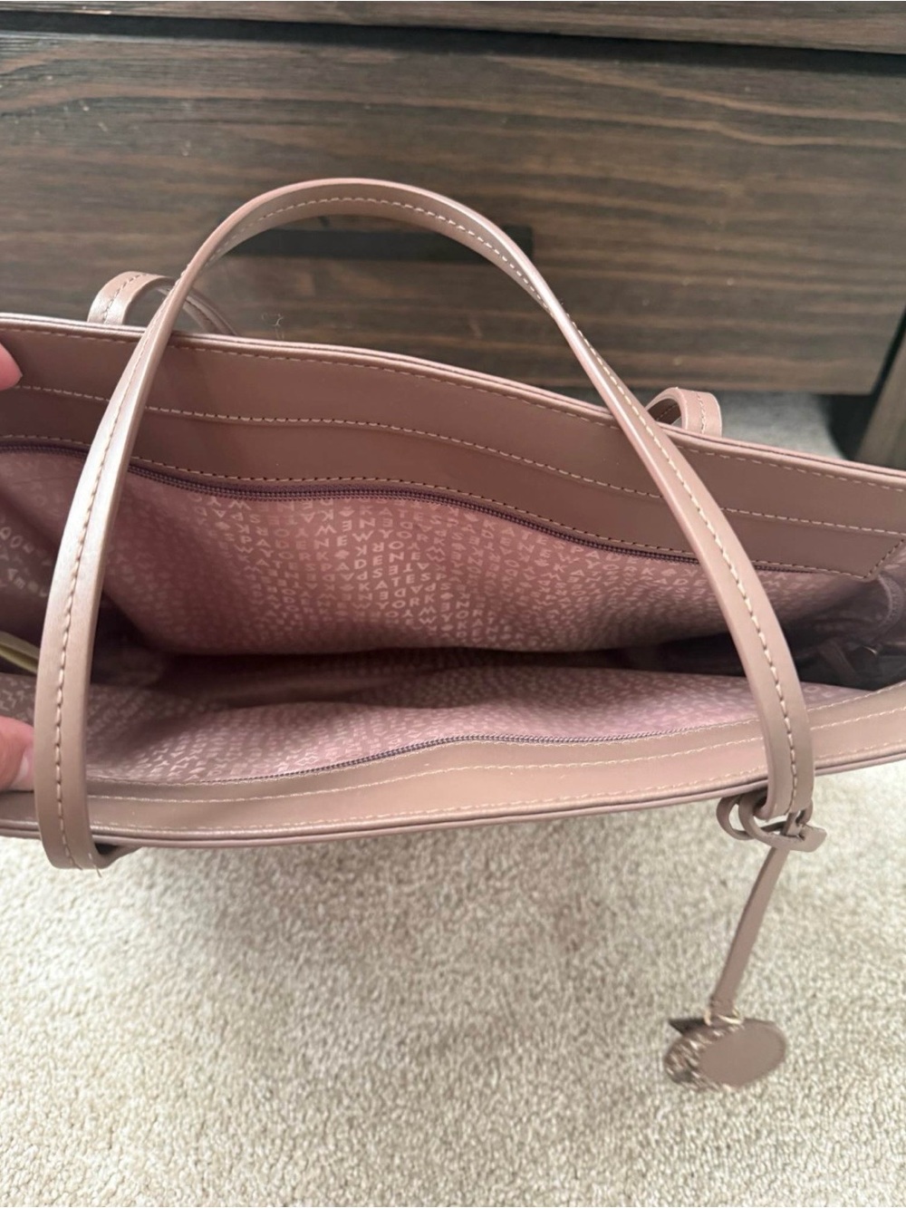 kate spade Mauve-Taupe Leather Tote with Charm - Picture 2 of 4